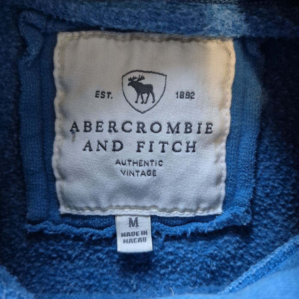 Abercrombie & Fitch Vintage Y2K Preppy Pullover Hoodie Graphic Logo Blue Sz M - Picture 6 of 12